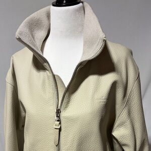 Unisex Cream Louis Vuitton leather Jacket